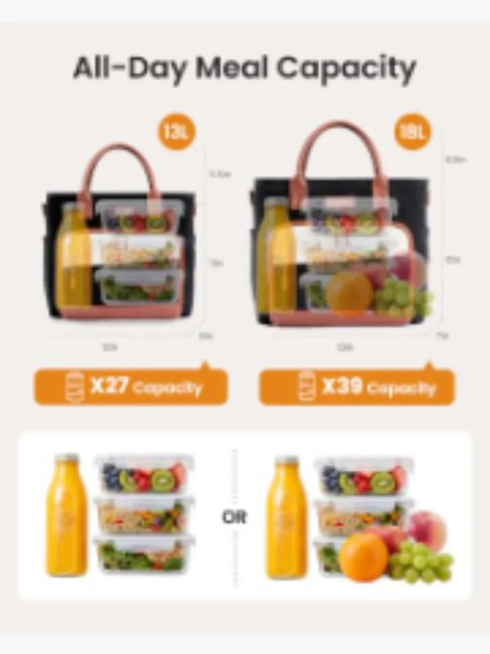 Insulated Lunch Bag for Women, Large 13L Adult Tote with Cutlery Pocket,